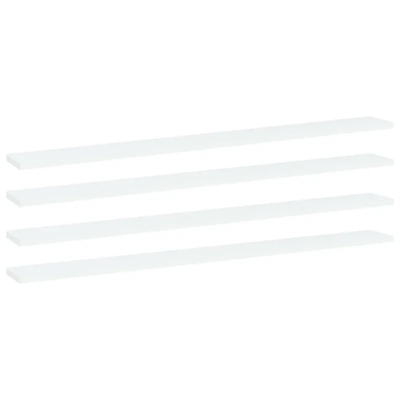 Knygų lentynos plokštės, 4vnt., baltos, 100x10x1,5cm, MDP