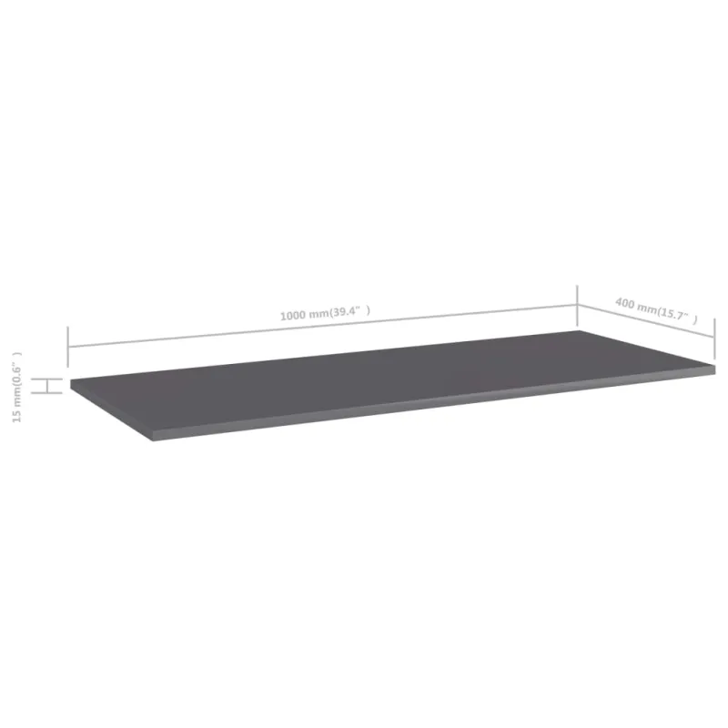 Knygų lentynos plokštės, 4vnt., pilkos, 100x40x1,5cm, MDP