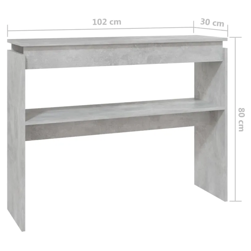 Konsolinis staliukas, betono, 102x30x80cm, apdirbta mediena
