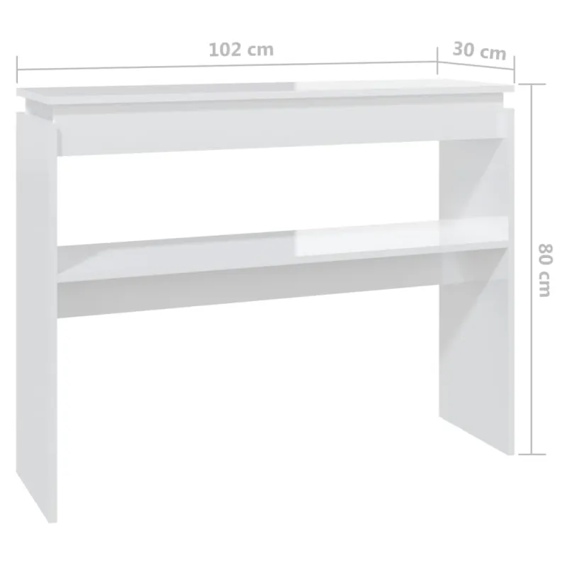 Konsolinis staliukas, baltas, 102x30x80cm, apdirbta mediena