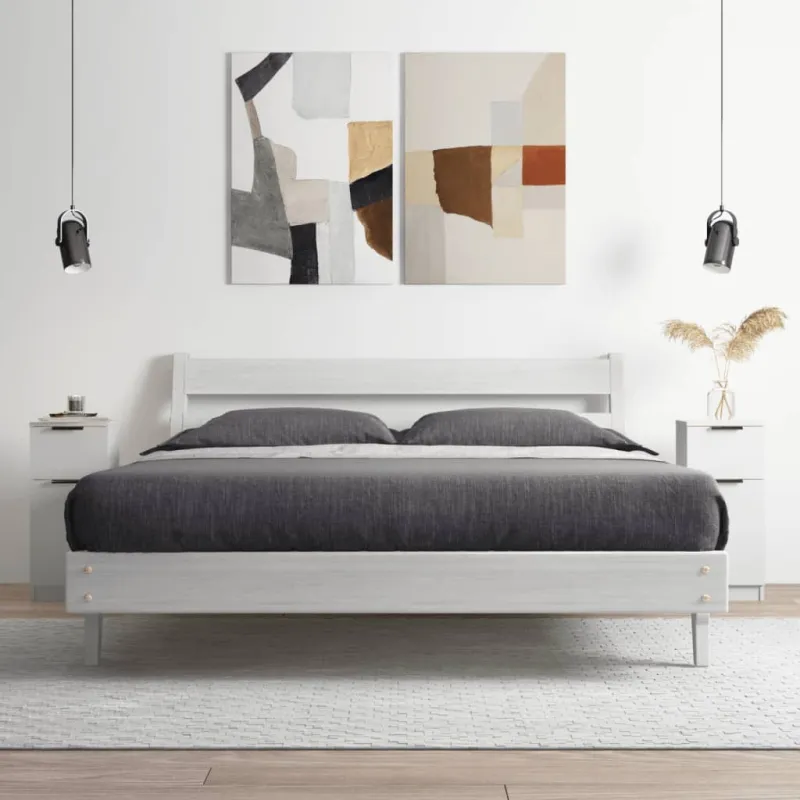 Šoninės spintelės, 2vnt., baltos, 30x30x70cm, apdirbta mediena