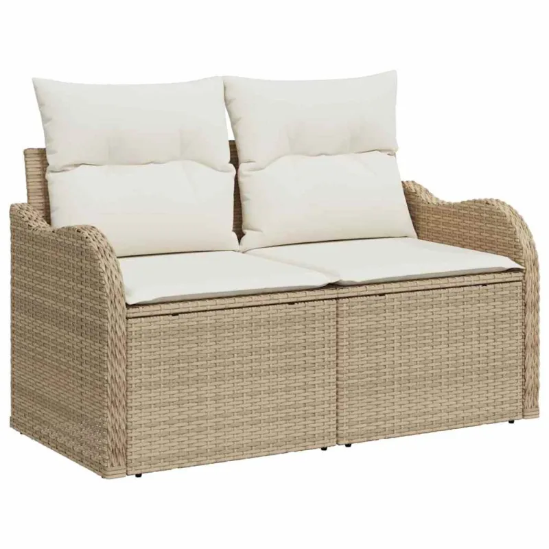 Sodo sohvaryhmä säilytystilalla, 8 osaa, hiekanvärinen polyrottinki