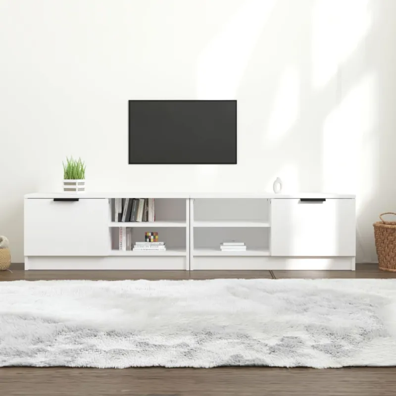 Televizoriaus spintelės, 2vnt., baltos, 80x35x36,5cm, mediena