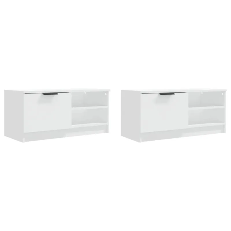 Televizoriaus spintelės, 2vnt., baltos, 80x35x36,5cm, mediena