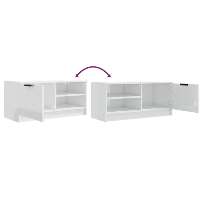 TV spintelės, 2vnt., baltos, 80x35x36,5cm, mediena, blizgios