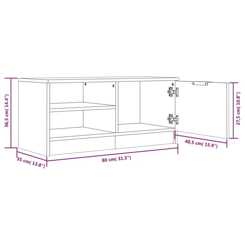 TV spintelės, 2vnt., baltos, 80x35x36,5cm, mediena, blizgios