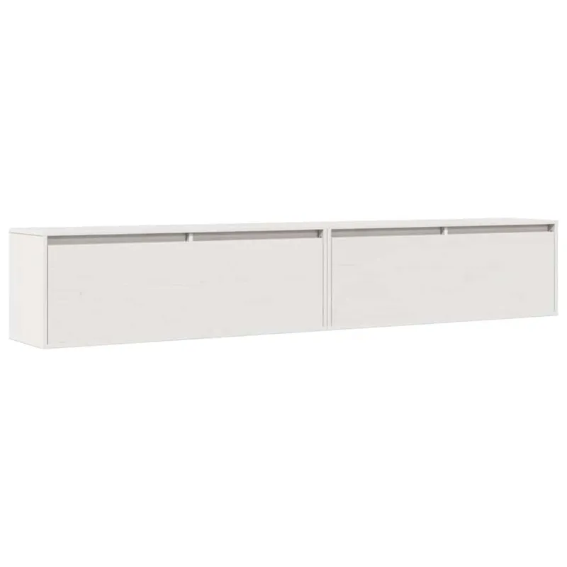 Sieninės spintelės, 2vnt., baltos, 100x30x35cm, pušies masyvas