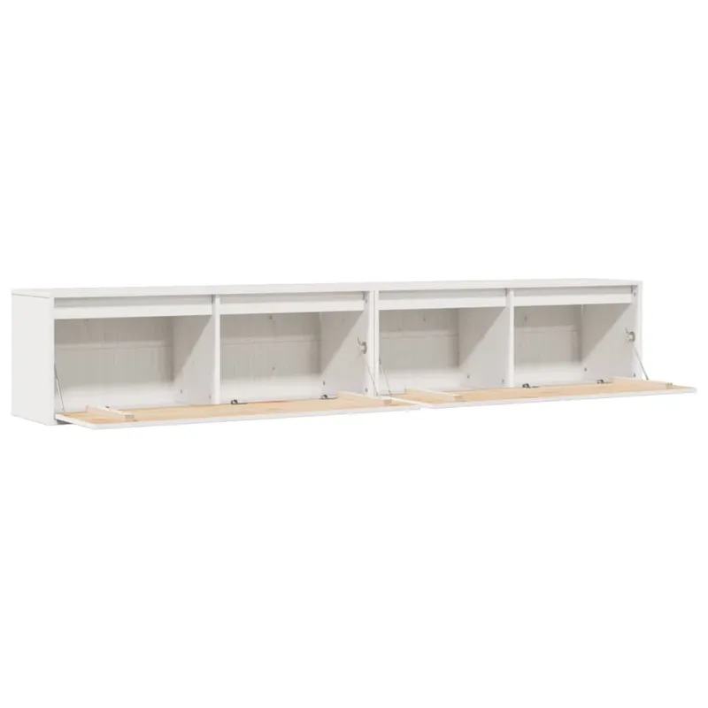 Sieninės spintelės, 2vnt., baltos, 100x30x35cm, pušies masyvas