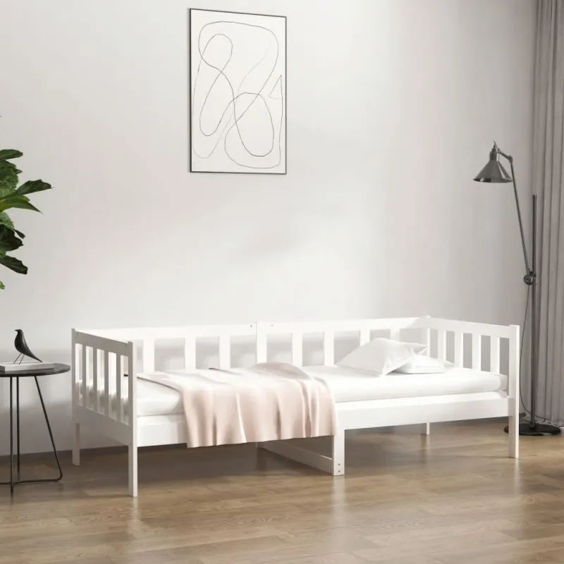 Lova be čiužinio, balta, 80x200cm, pušies medienos masyvas