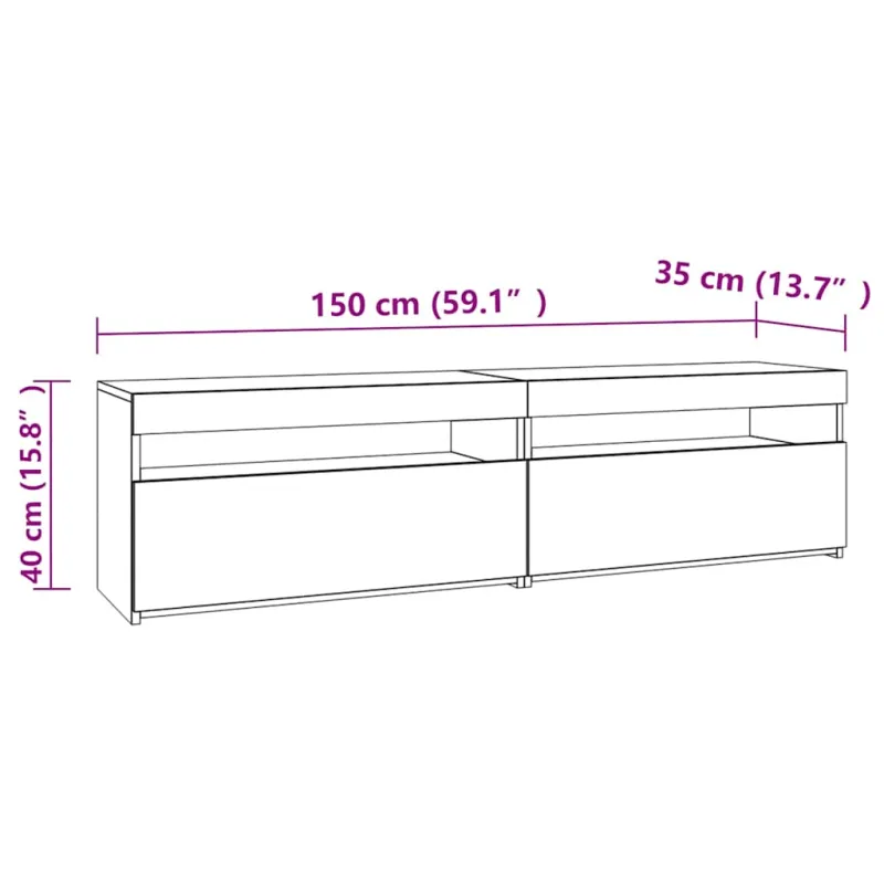 Televizoriaus spintelės su LED, 2vnt., ąžuolo, 75x35x40cm