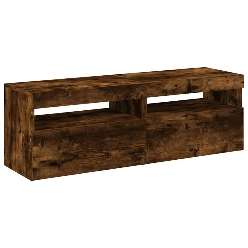 TV spintelės su LED, 2vnt., dūminio ąžuolo, 60x35x40cm