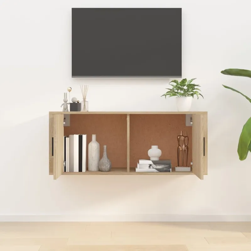 Sieninė televizoriaus spintelė, ąžuolo, 100x34,5x40cm