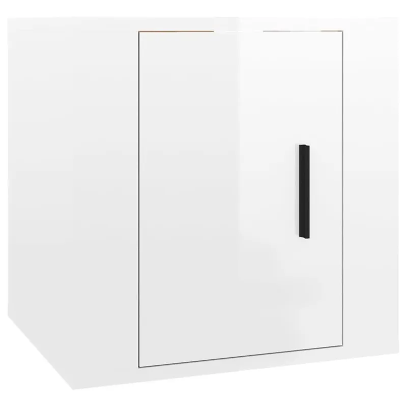 Sieninės TV spintelės, 2vnt., baltos, 40x34,5x40cm, blizgios