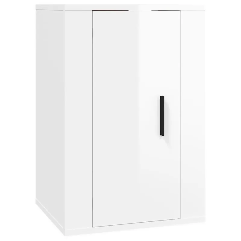 Sieninės TV spintelės, 2vnt., baltos, 40x34,5x60cm, blizgios