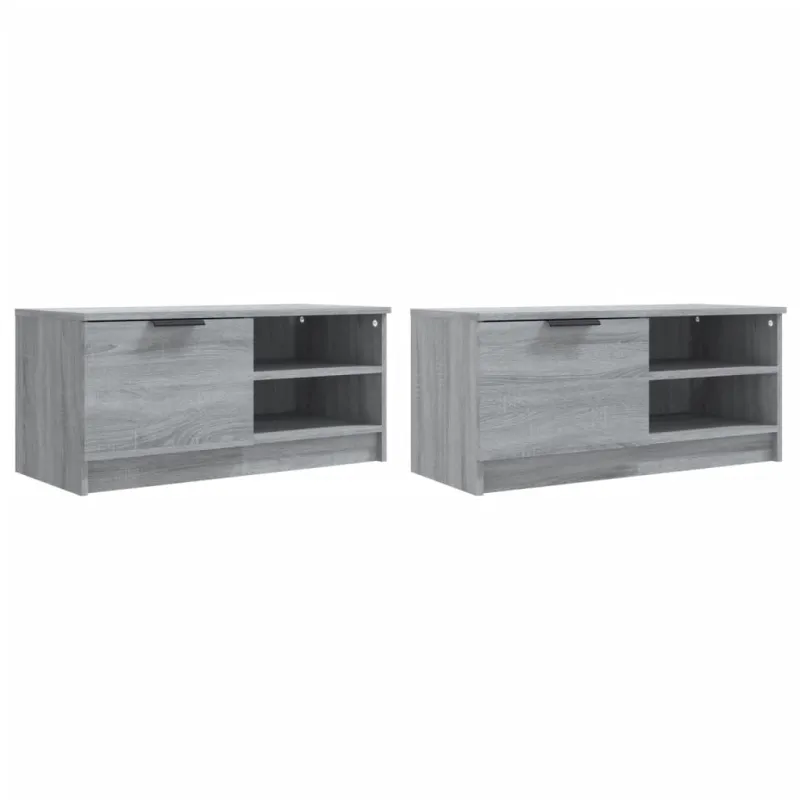 Televizoriaus spintelės, 2vnt., pilkos, 80x35x36,5cm, mediena