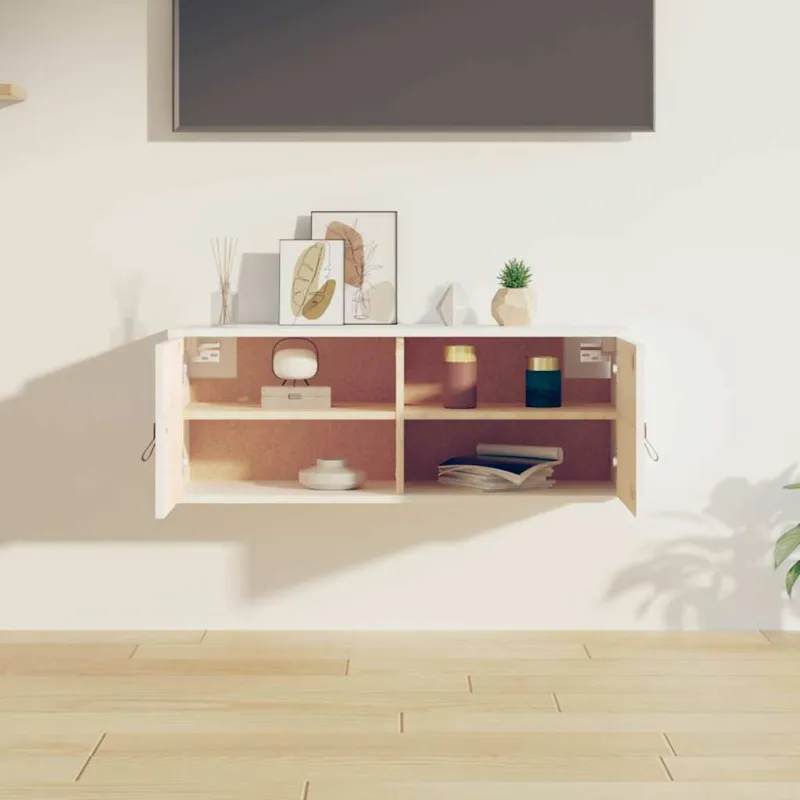 Sieninė spintelė, balta, 80x30x30cm, pušies medienos masyvas