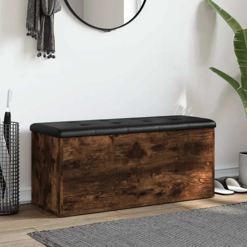 Suoliukas-daiktadėžė, dūminis, 102x42x45cm, apdirbta mediena
