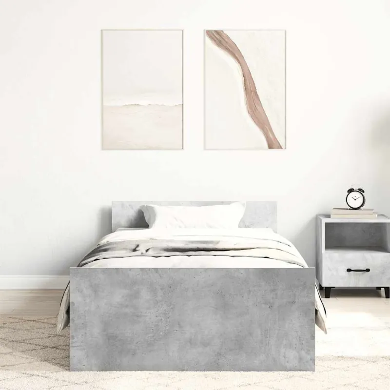 Lovos rėmas, betono pilkos spalvos, 90x200cm, apdirbta mediena