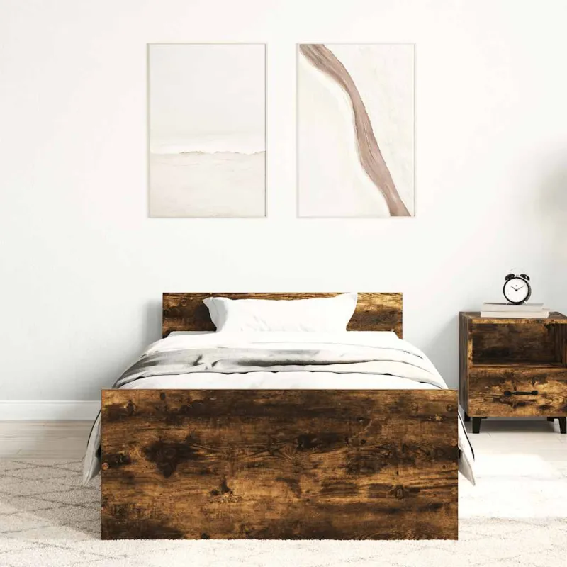 Lovos rėmas be čiužinio, dūminis, 90x190cm, apdirbta mediena