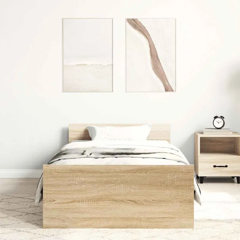 Lovos rėmas be čiužinio, sonoma, 75x190cm, apdirbta mediena