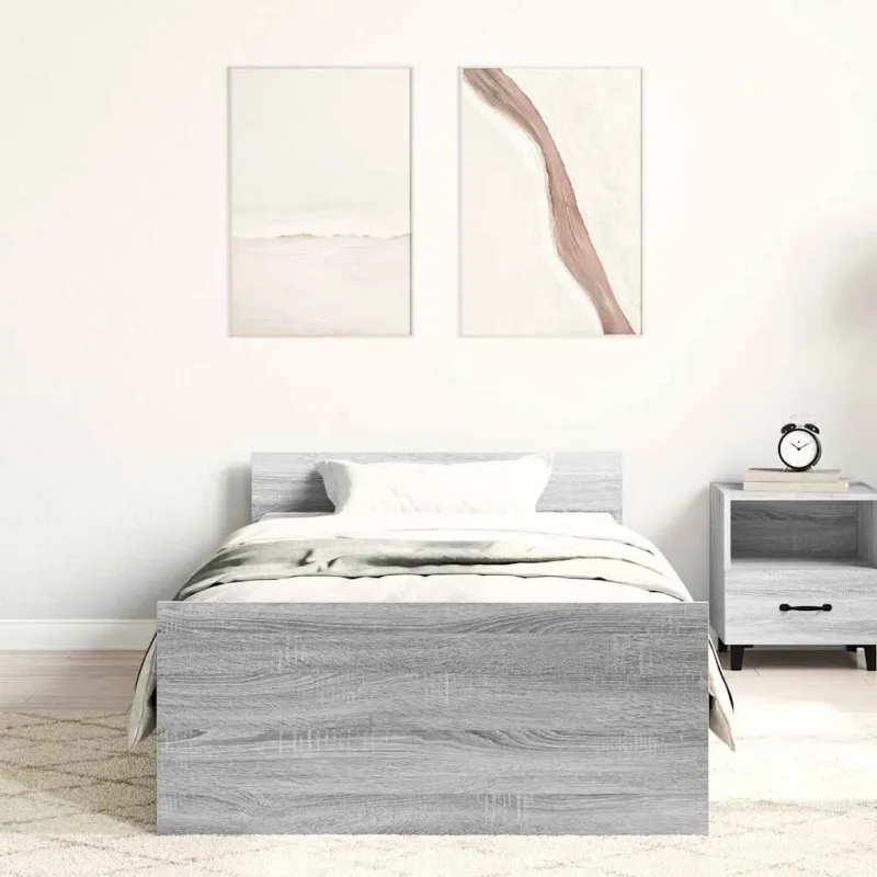 Lovos rėmas, pilkas, 75x190cm, apdirbta mediena, vienvietis