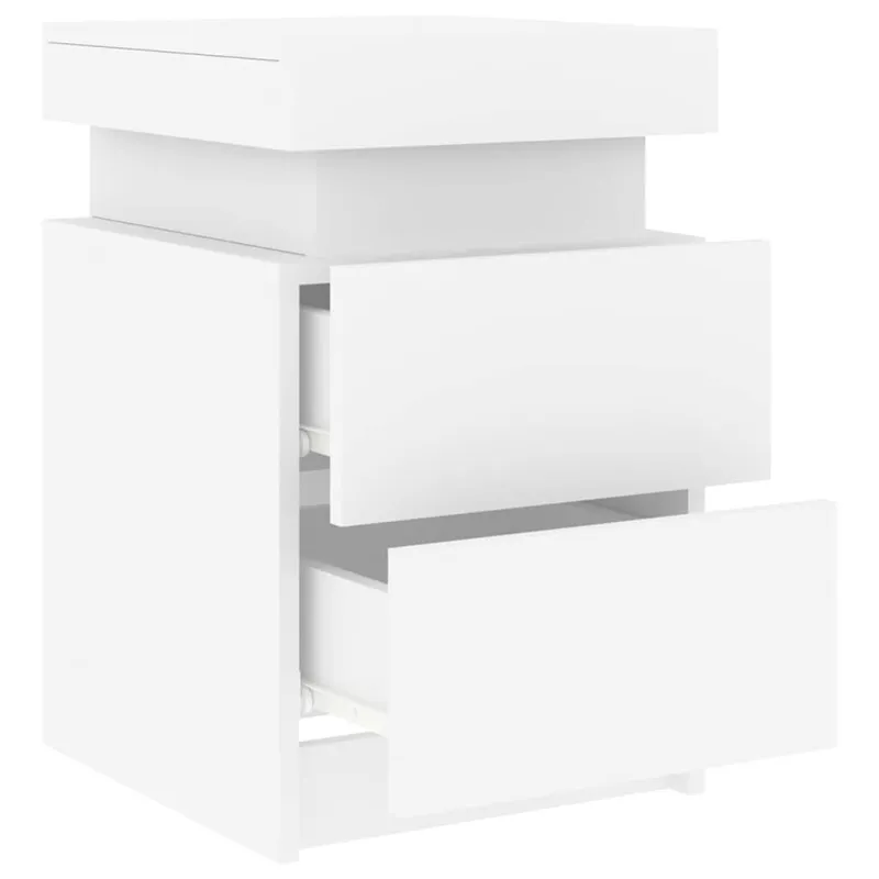 Naktinė spintelė su LED lemputėmis, baltos spalvos, 35x39x55cm