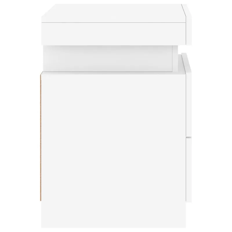 Naktinės spintelės su LED lemputėmis, 2vnt., baltos, 35x39x55cm