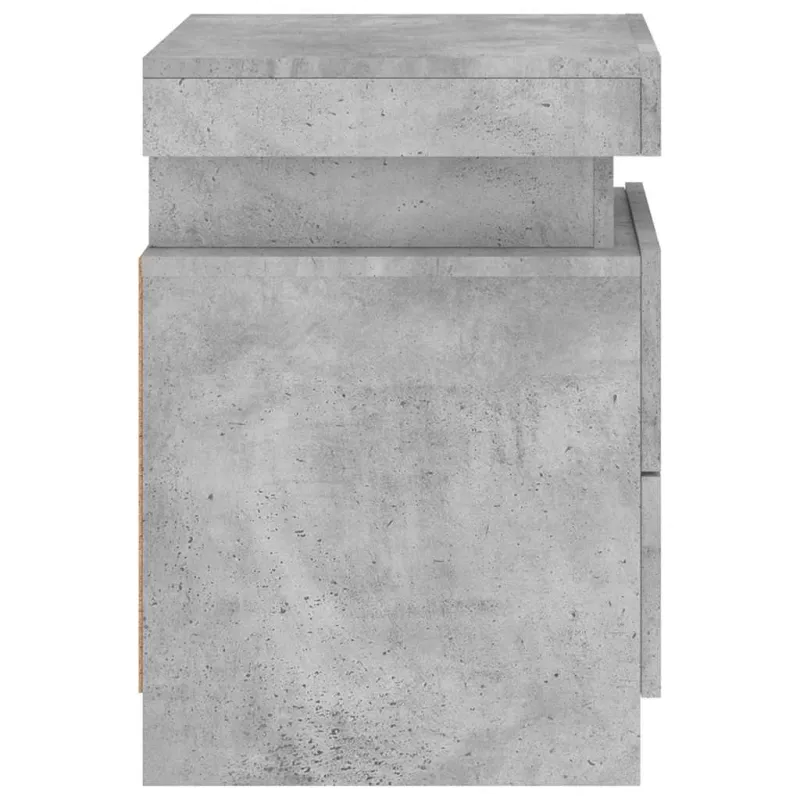 Naktinė spintelė su LED lemputėmis, betono pilka, 35x39x55cm