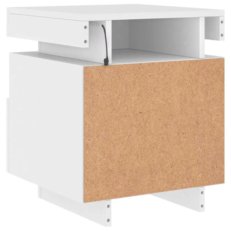 Naktinė spintelė su LED lemputėmis, balta, 40x39x48,5cm