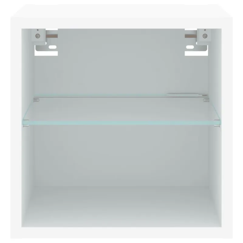 Sieninė TV spintelė su LED lemputėmis, balta, 30x28,5x30cm