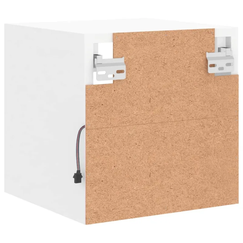 Sieninė TV spintelė su LED lemputėmis, balta, 30x28,5x30cm