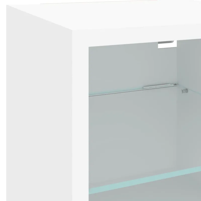 Sieninė TV spintelė su LED lemputėmis, balta, 30x28,5x30cm