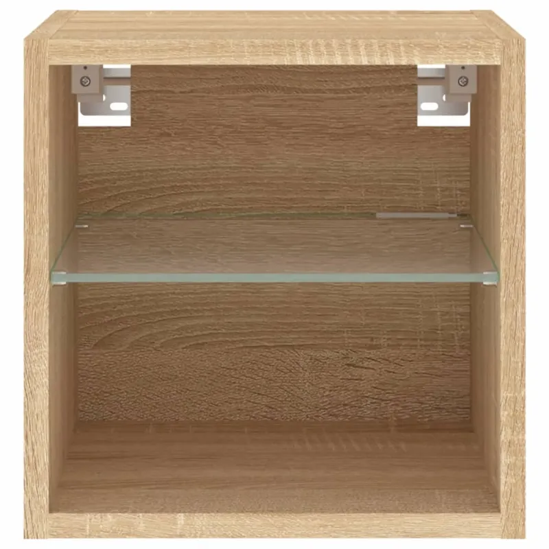 Sieninė TV spintelė su LED lemputėmis, ąžuolo, 30x28,5x30cm