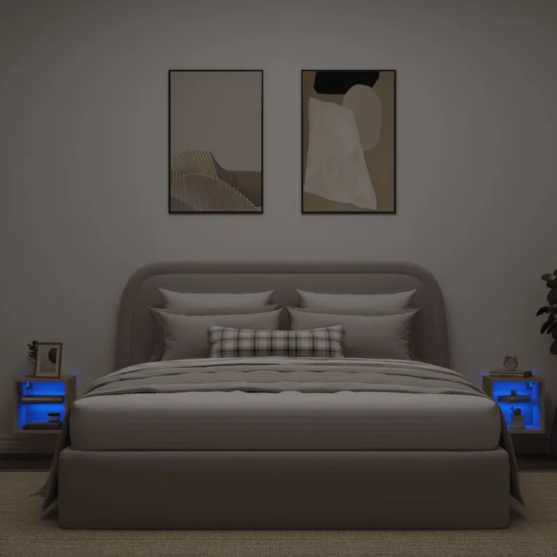 Sieninės TV spintelės su LED, 2vnt., ąžuolo, 30x28,5x30cm