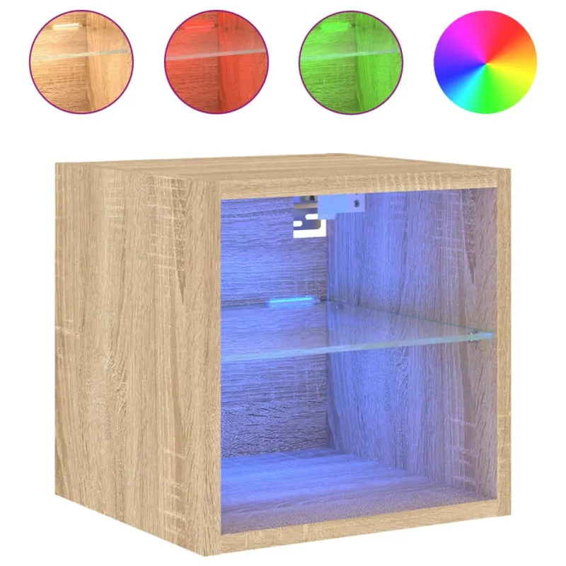 Sieninės TV spintelės su LED, 2vnt., ąžuolo, 30x28,5x30cm