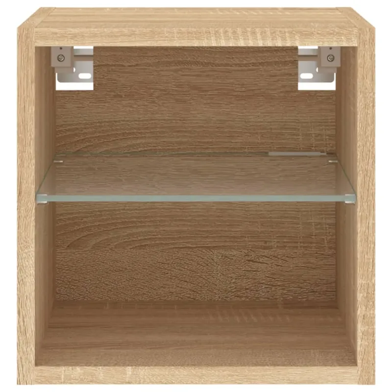 Sieninės TV spintelės su LED, 2vnt., ąžuolo, 30x28,5x30cm