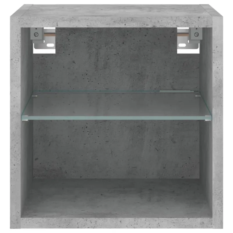 Sieninė TV spintelė su LED lemputėmis, betono, 30x28,5x30cm