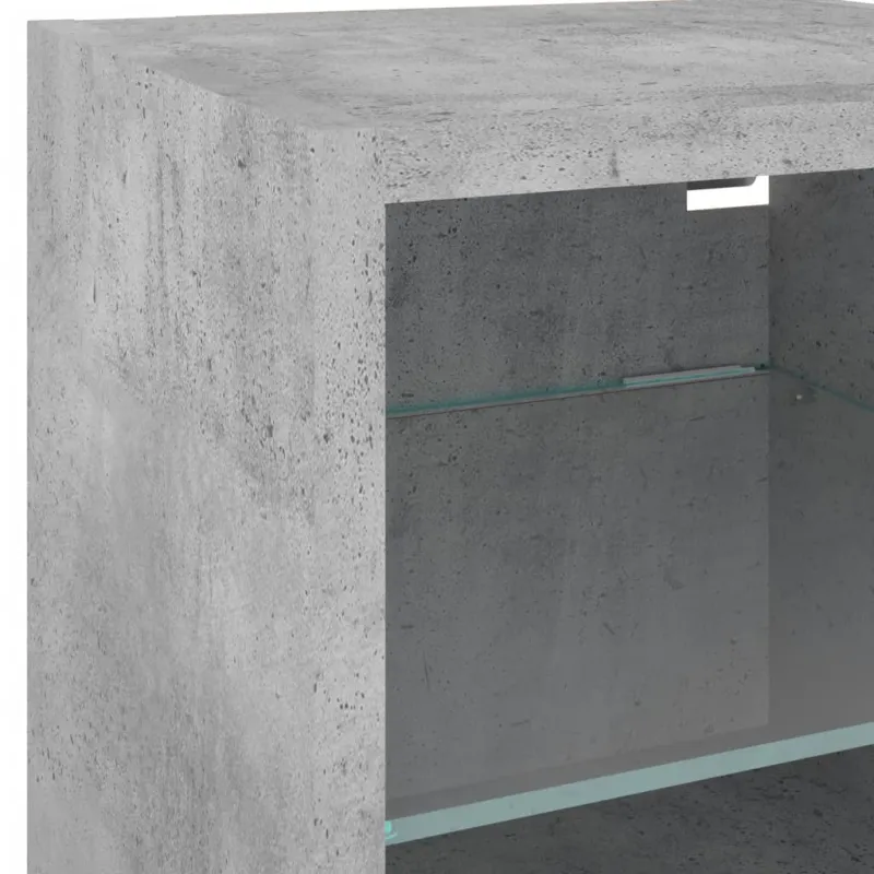 Sieninė TV spintelė su LED lemputėmis, betono, 30x28,5x30cm