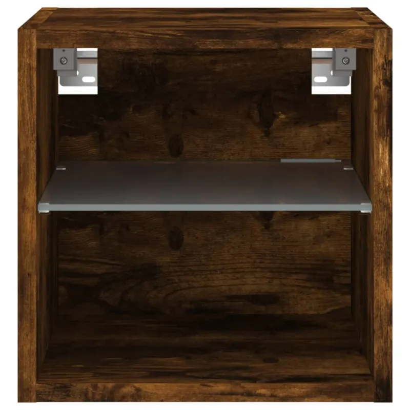 Sieninės TV spintelės su LED, 2vnt., dūminės, 30x28,5x30cm