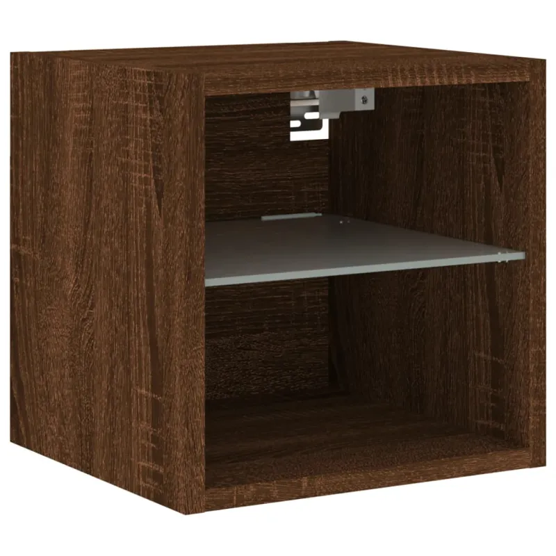 Sieninė TV spintelė su LED lemputėmis, ruda, 30x28,5x30cm