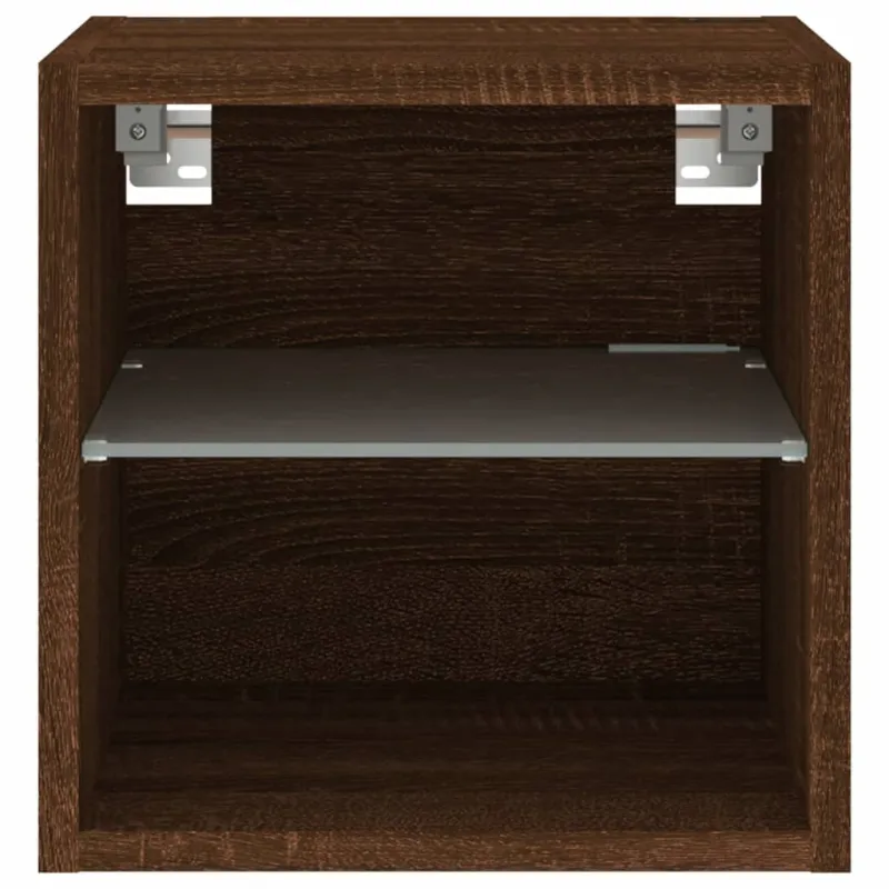 Sieninė TV spintelė su LED lemputėmis, ruda, 30x28,5x30cm