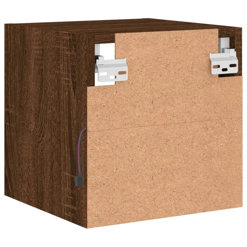 Sieninė TV spintelė su LED lemputėmis, ruda, 30x28,5x30cm