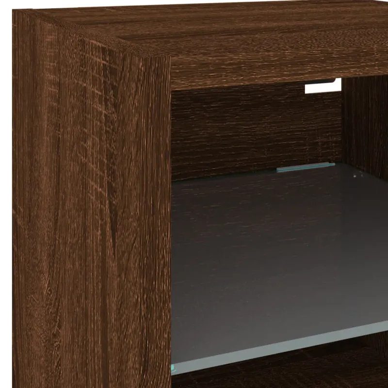 Sieninė TV spintelė su LED lemputėmis, ruda, 30x28,5x30cm