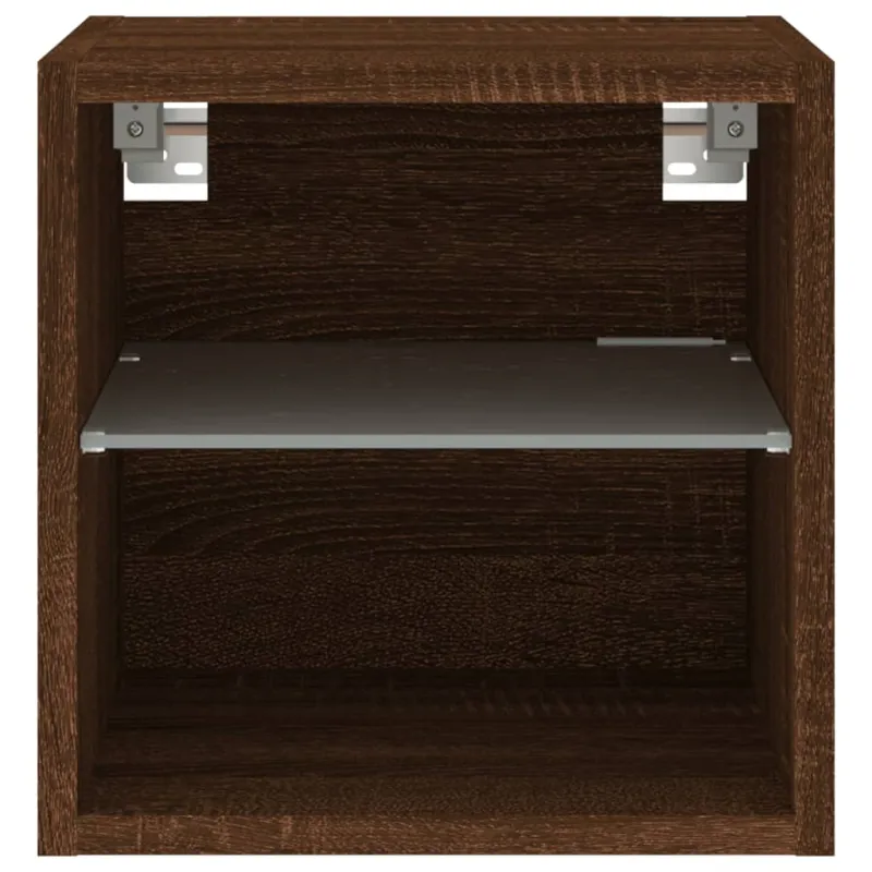 Sieninės TV spintelės su LED, 2vnt., rudos ąžuolo, 30x28,5x30cm