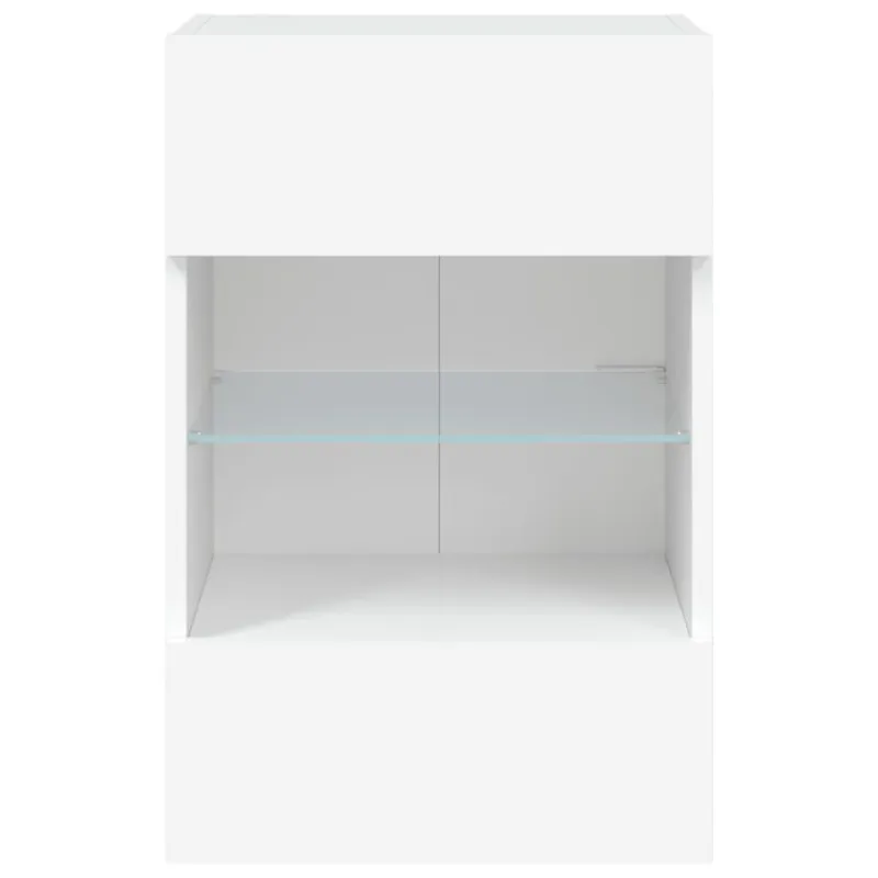 Sieninė TV spintelė su LED lemputėmis, balta, 40x30x60,5cm