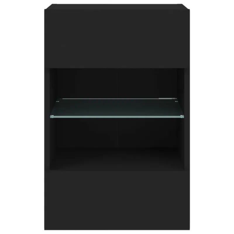 Sieninė TV spintelė su LED lemputėmis, juoda, 40x30x60,5cm