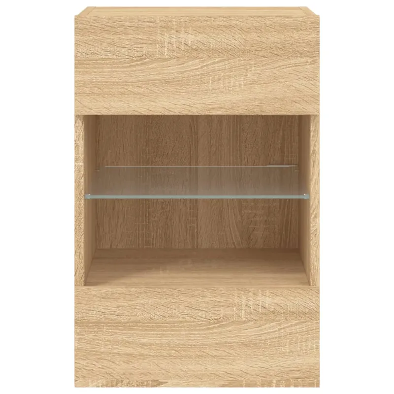 Sieninė TV spintelė su LED lemputėmis, ąžuolo, 40x30x60,5cm