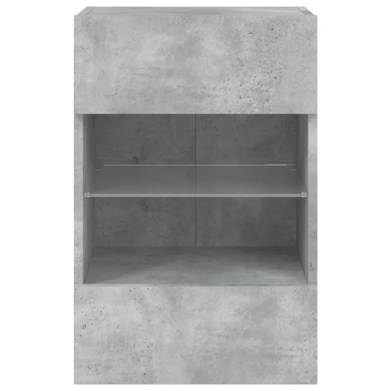 Sieninė TV spintelė su LED lemputėmis, betono, 40x30x60,5cm