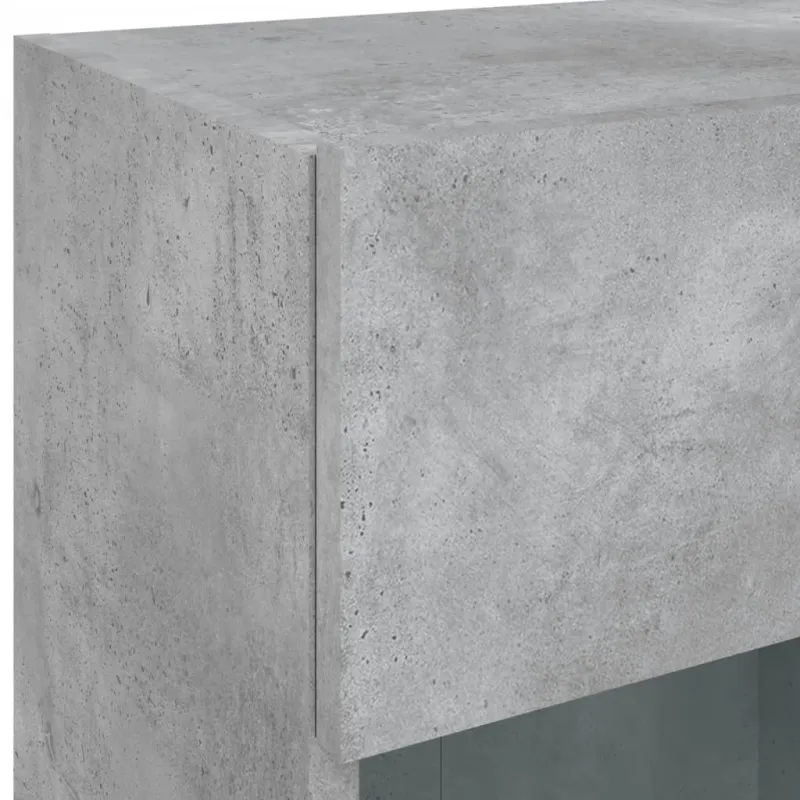 Sieninė TV spintelė su LED lemputėmis, betono, 40x30x60,5cm