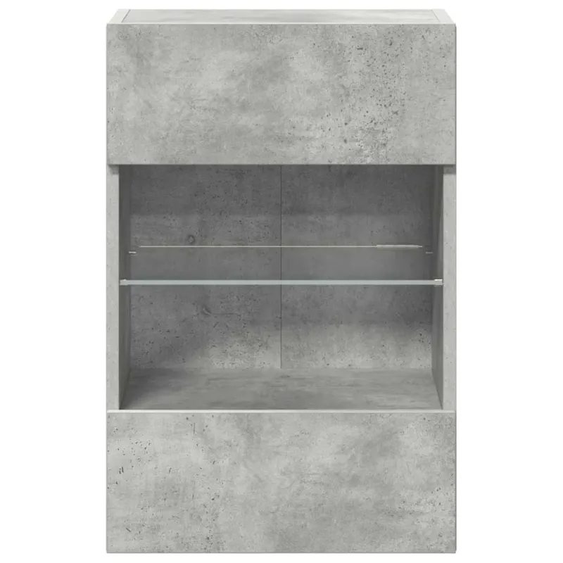 Sieninės spintelės su LED apšvietimu televizoriui, 2vnt., betono, 40x30x60,5cm